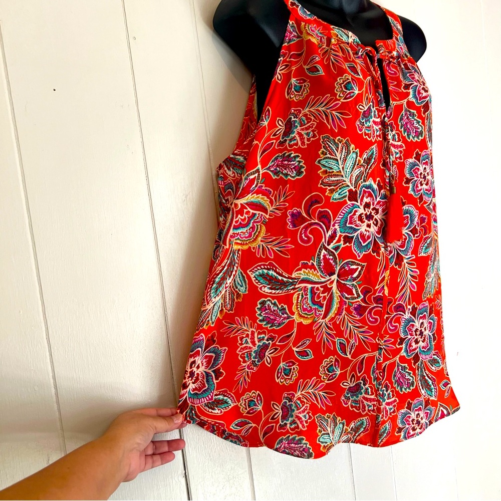 NWT. Mostly orange Chiffon Blouse..NWT. Size XL